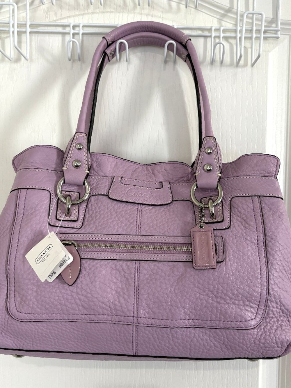 Coach Penelope Leather Shopper Bag Shoulder Satchel Handbag Lilac 14686 NEW